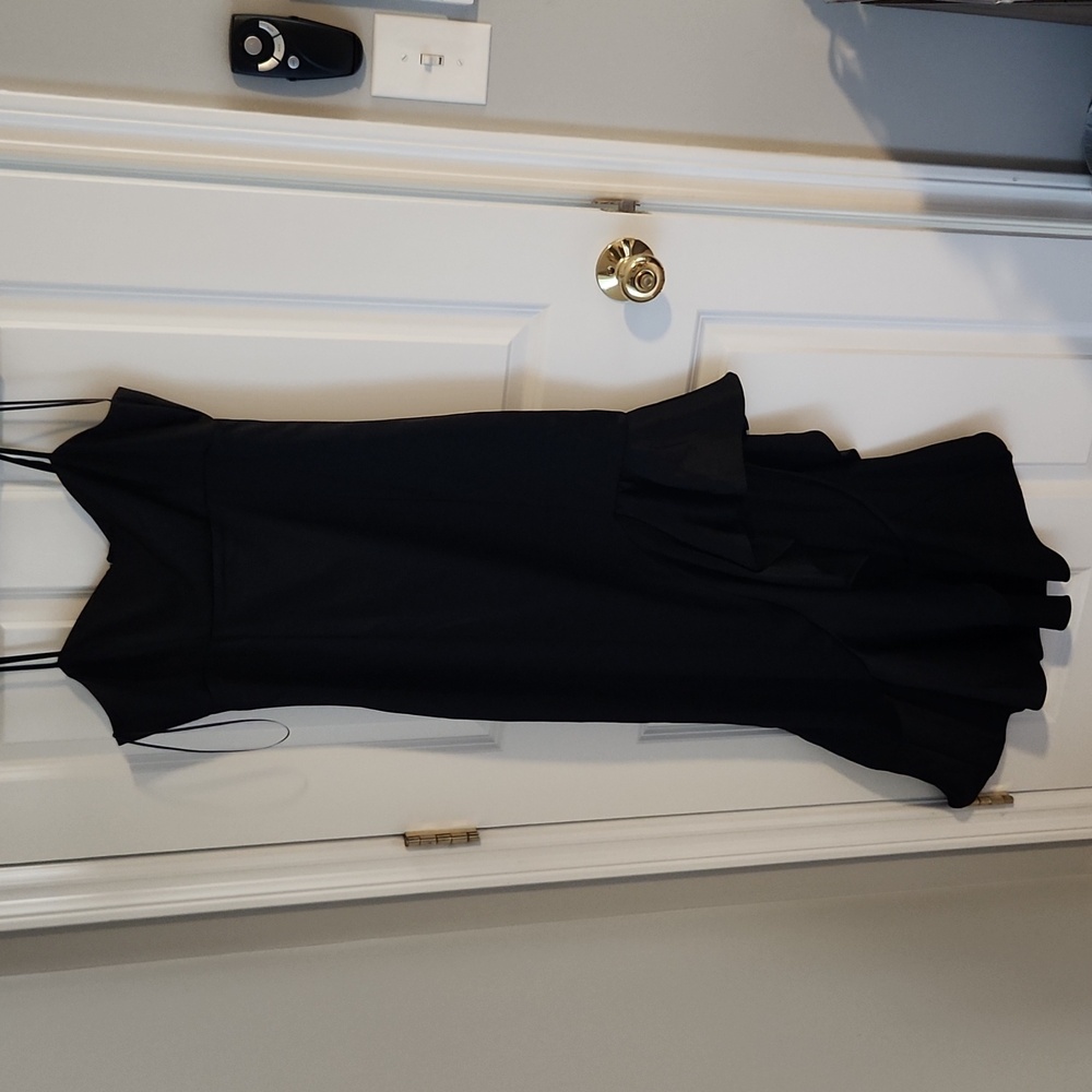 Aqua black cocktail slip on asymmetrical dress sexy simple beautiful never worn